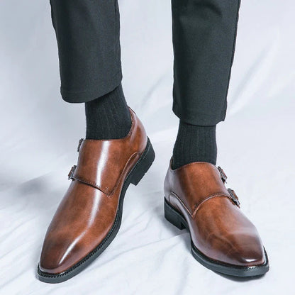 Herren Leder Monkstrap Schuhe - Eleganter Business Look