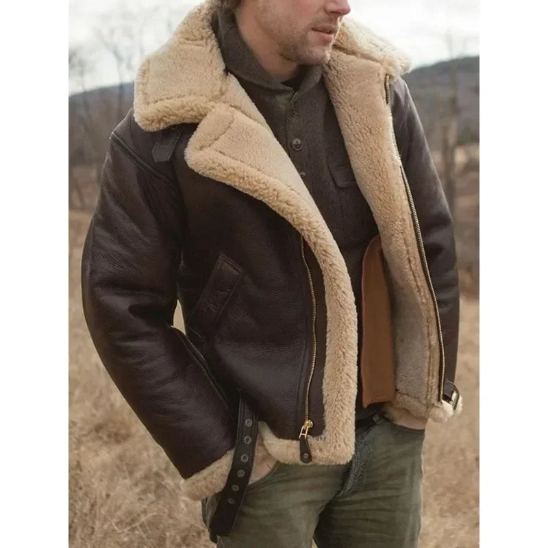 Herren Lederjacke Pilotenstil in braun, Klassisch & Zeitlos