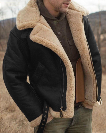Herren Lederjacke Pilotenstil in schwarz, Klassisch & Zeitlos