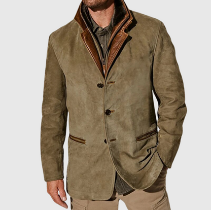Herren Lederjacke Vintage in khaki, zeitlose Eleganz und Qualität