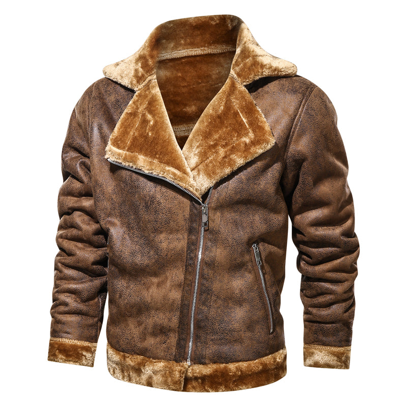Herren Lederjacke Winter - Klassischer Stil mit Wärmeschutz - Braun 2