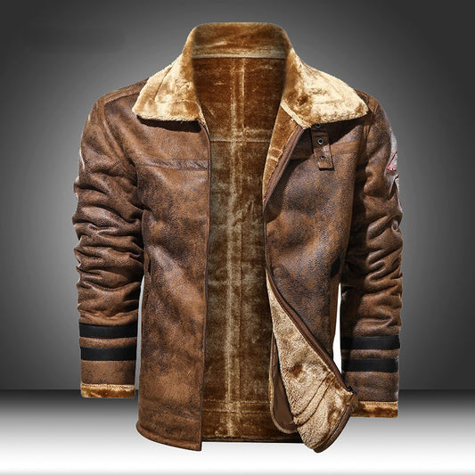 Herren Lederjacke Winter - Klassischer Stil mit Wärmeschutz - Braun