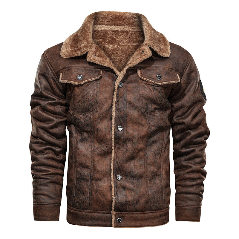 Herren Lederjacke Winter - Klassischer Stil mit Wärmeschutz - Kaffeebraun