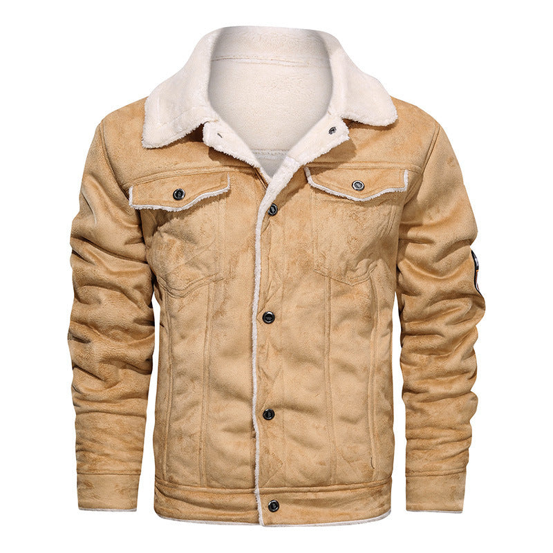 Herren Lederjacke Winter - Klassischer Stil mit Wärmeschutz - Khaki