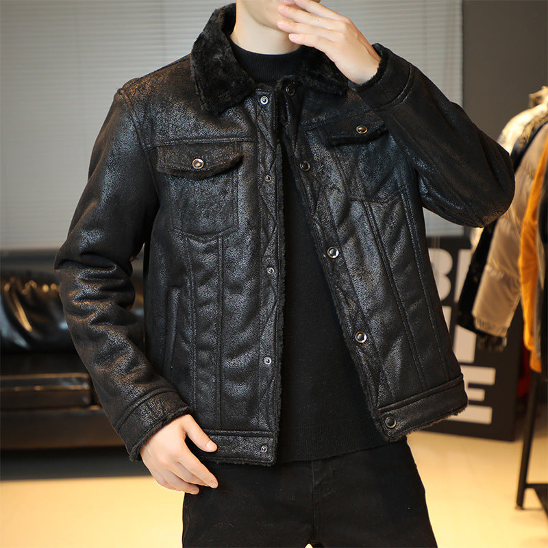Herren Lederjacke Winter - Klassischer Stil mit Wärmeschutz - Schwarz 2