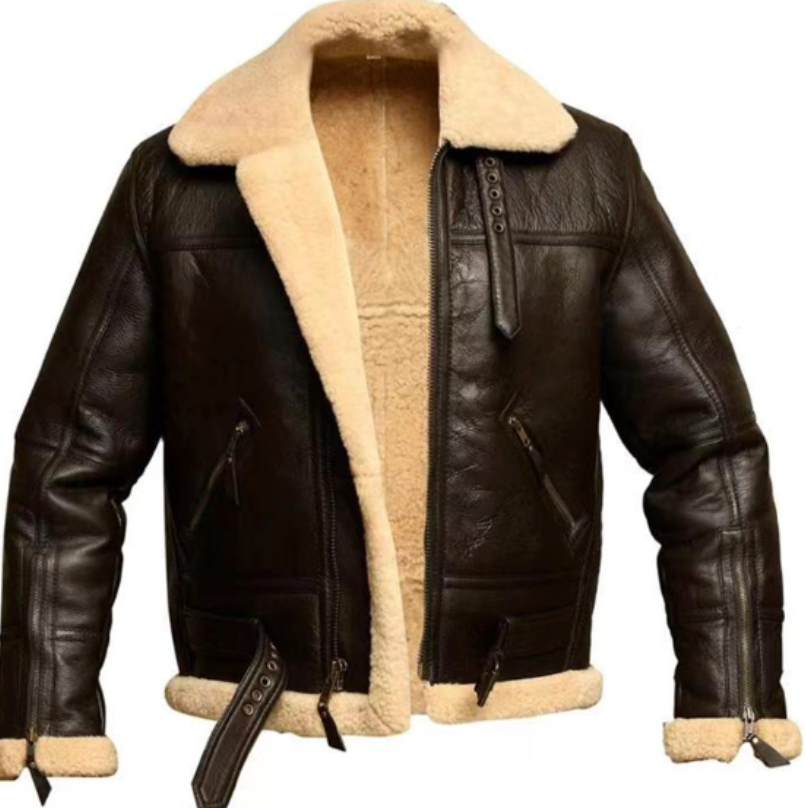 Herren Lederwinterjacke - Klassisches Design & Wärmeisolation - Braun