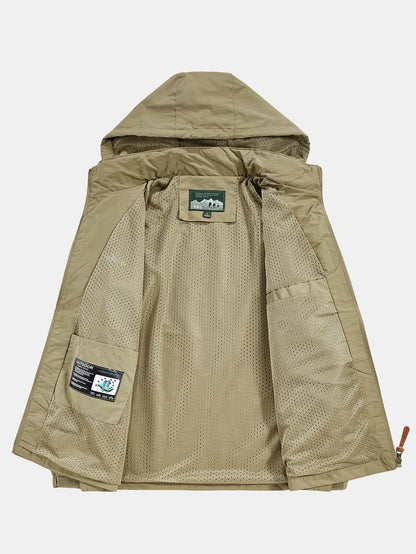 Herren Leichte Nylon Windbreaker Jacke mit abnehmbarer Kapuze – Entspa