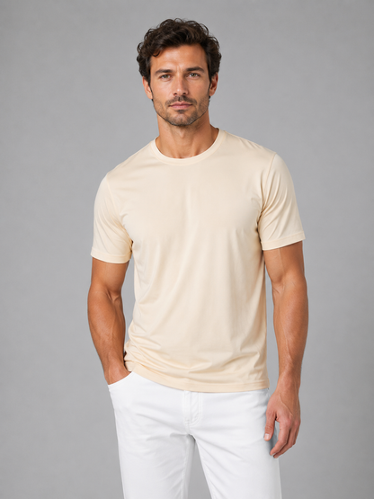 Herren Leichtes Kühl-T-Shirt – Atmungsaktiv & Komfortabel - Beige
