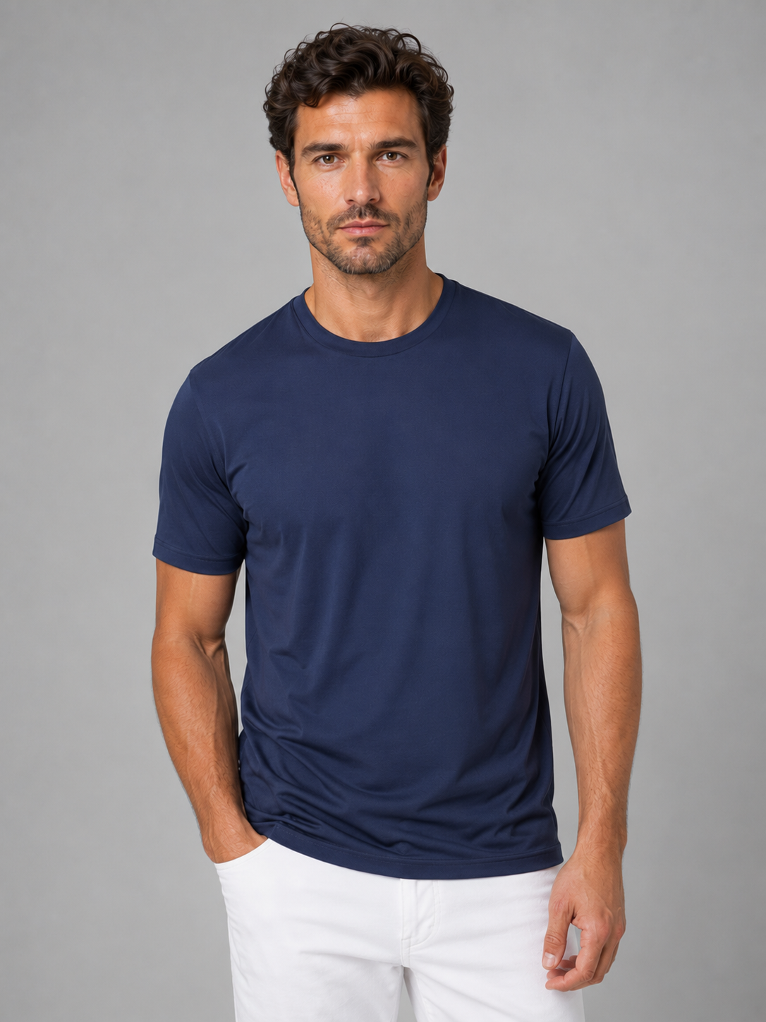 Herren Leichtes Kühl-T-Shirt – Atmungsaktiv & Komfortabel - Marineblau