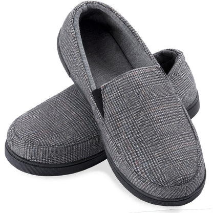Herren Loafer mit Karomuster - Warme Hausschuhe mit Rutschfester Sohle