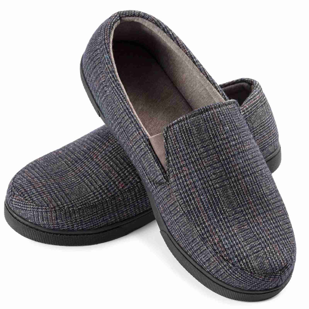 Herren Loafer mit Karomuster - Warme Hausschuhe mit Rutschfester Sohle
