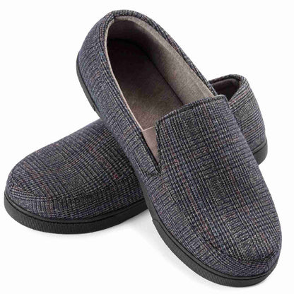 Herren Loafer mit Karomuster - Warme Hausschuhe mit Rutschfester Sohle