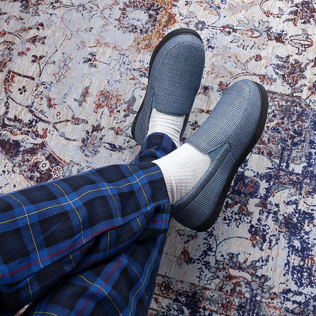 Herren Loafer mit Karomuster - Warme Hausschuhe mit Rutschfester Sohle
