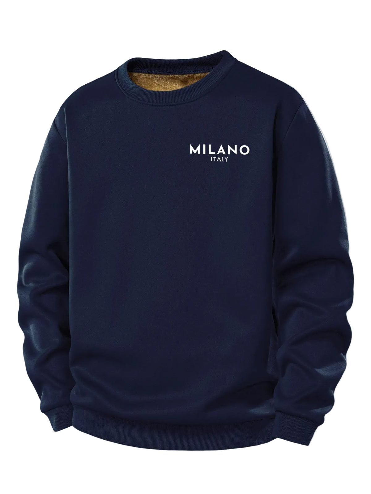 Herren Milano Print Fleece Sweatshirt – Regular Fit Crew Neck - Marineblau