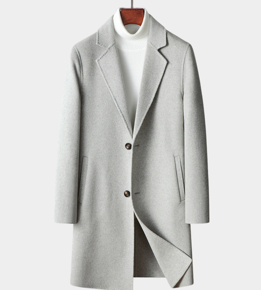 Herren Minimalistischer Mantel - Elegante Layering-Lösung - Hellgrau