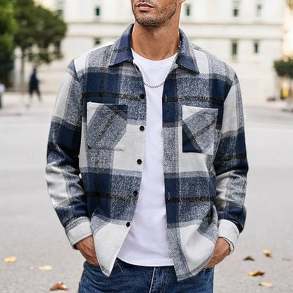 Herren Overshirt Hemd Jacke - Klassischer Stil mit modernem Komfort - Blau