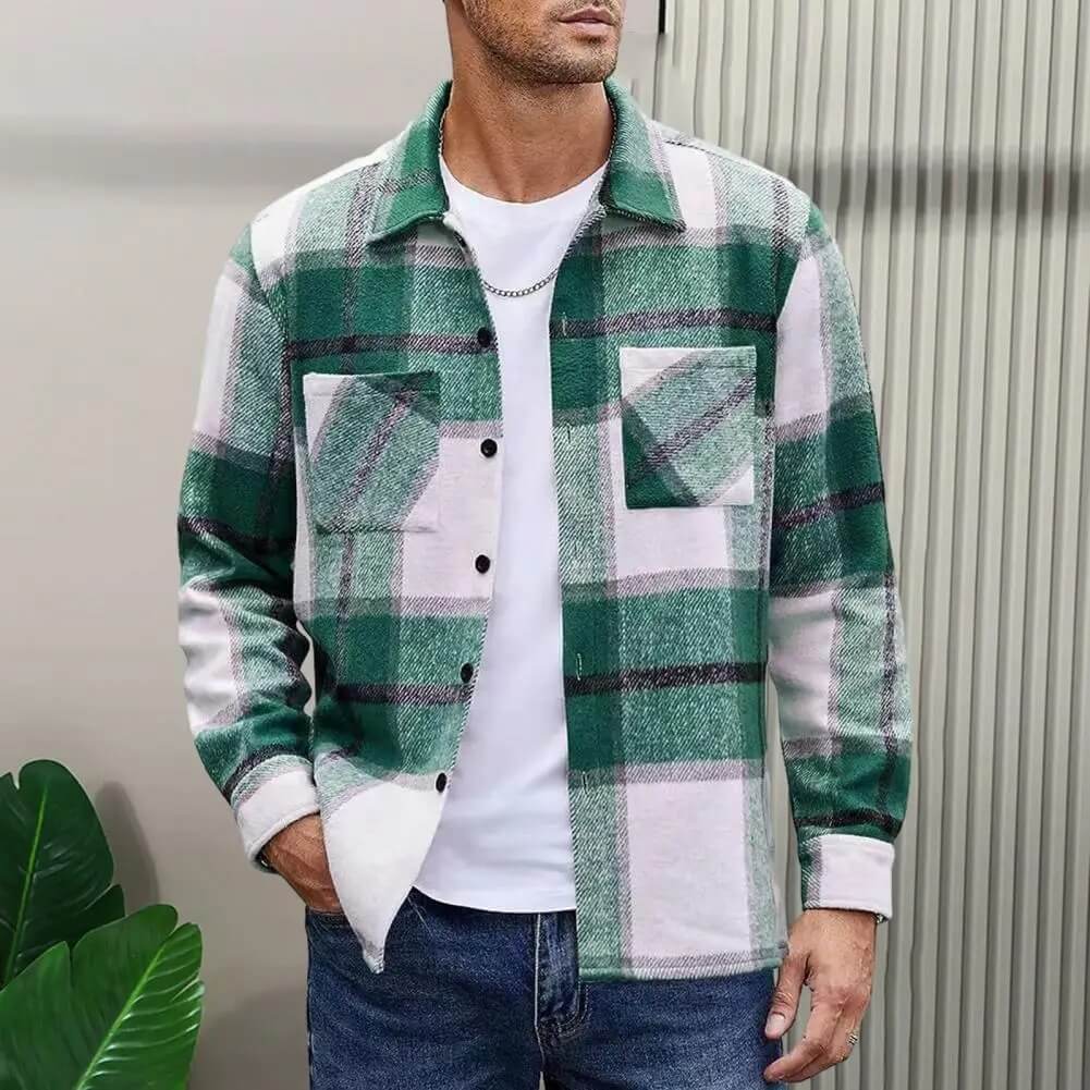Herren Overshirt Hemd Jacke - Klassischer Stil mit modernem Komfort - Grün