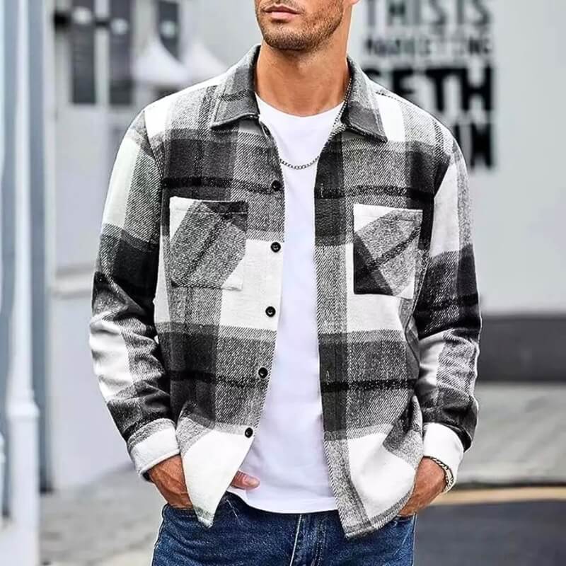 Herren Overshirt Hemd Jacke - Klassischer Stil mit modernem Komfort - Schwarz