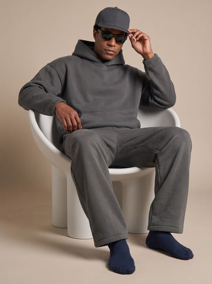 Herren Oversized Hoodie und Jogger Set in dunkelgrau, Locker geschnitten