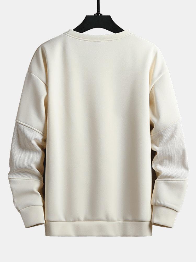 Herren Patchwork Sweatshirt mit strukturierten Ärmeln – Entspannte Pas