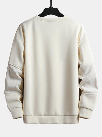Herren Patchwork Sweatshirt mit strukturierten Ärmeln – Entspannte Pas