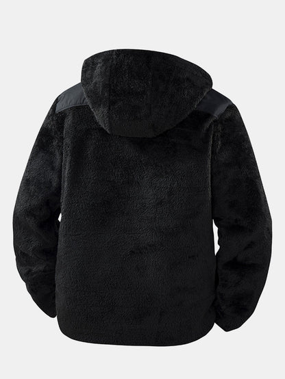 Herren Plüsch Fleece Kapuzenjacke mit Reißverschluss - Entspannte Pass