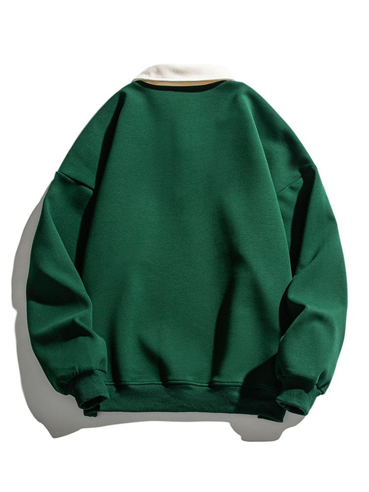 Herren Polo-Kragen Sweatshirt – Entspannte Passform Baumwollmischung