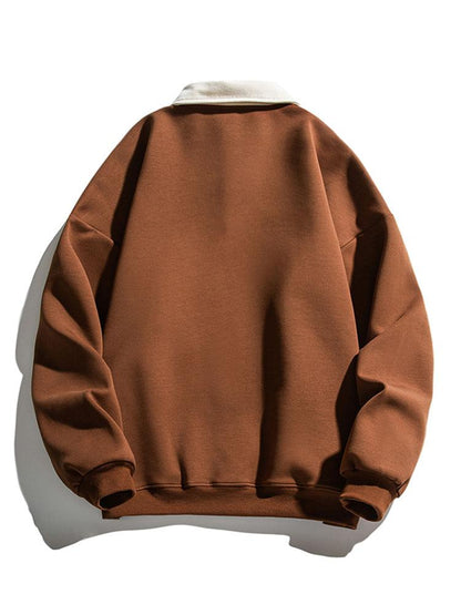 Herren Polo-Kragen Sweatshirt – Entspannte Passform Baumwollmischung