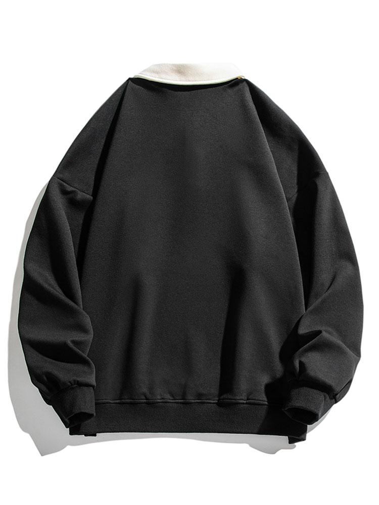 Herren Polo-Kragen Sweatshirt – Entspannte Passform Baumwollmischung