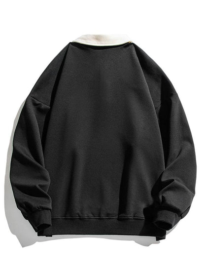 Herren Polo-Kragen Sweatshirt – Entspannte Passform Baumwollmischung
