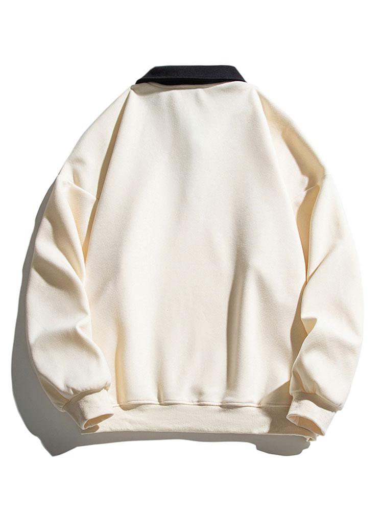 Herren Polo-Kragen Sweatshirt – Entspannte Passform Baumwollmischung
