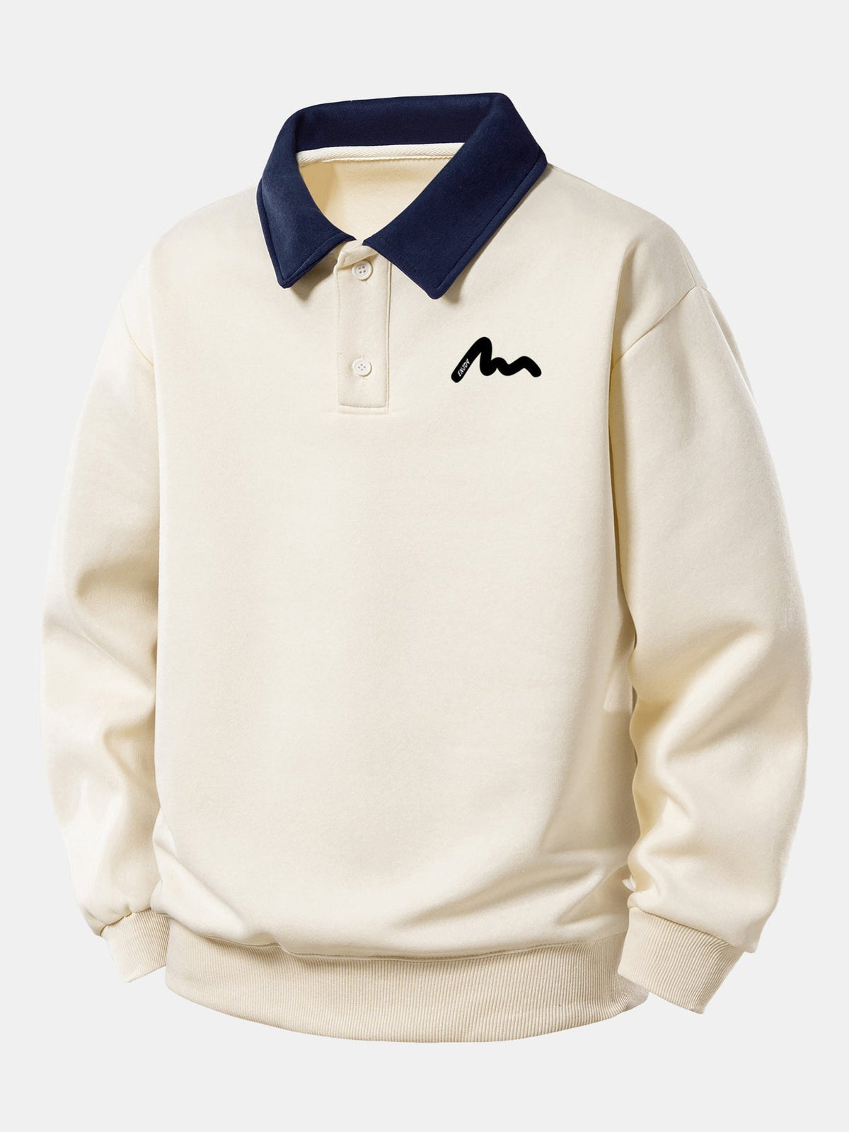 Herren Polokragen Sweatshirt – Entspannte Passform Baumwollmischung - Beige