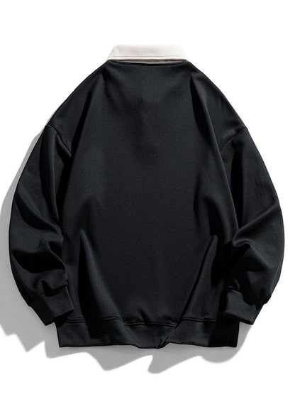 Herren Polokragen Sweatshirt mit Knopfleiste – Entspannte Passform