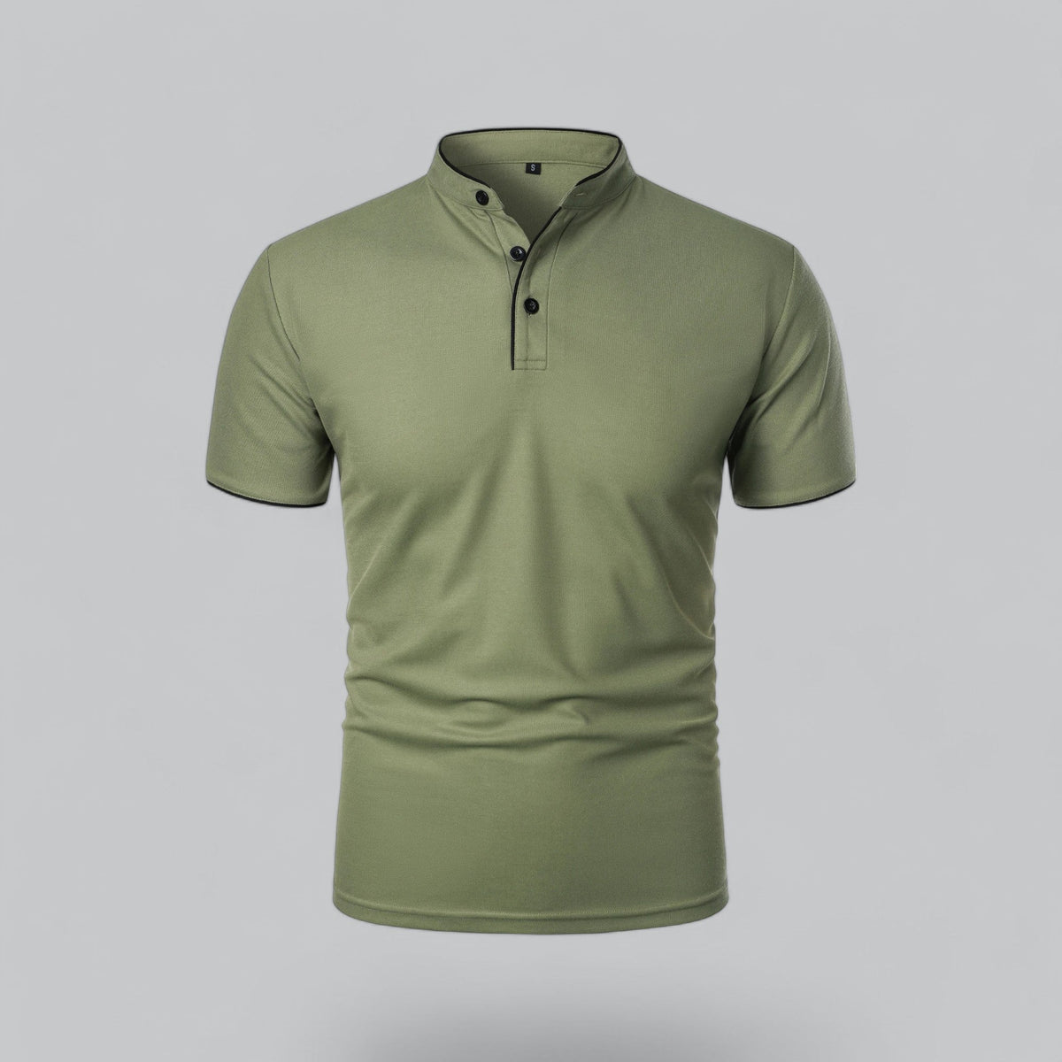 Herren Poloshirt ohne Kragen - Klassisch elegant - Grün