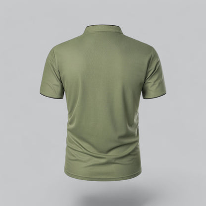 Herren Poloshirt ohne Kragen - Klassisch elegant