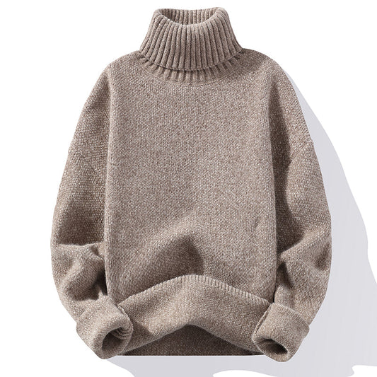 Herren Rollkragen Wollpullover - Klassischer Strick - Khaki
