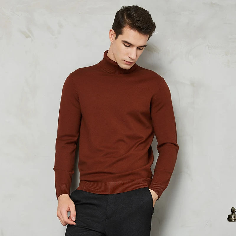 Herren Rollkragenpullover Comfort Fit - Zeitlose Eleganz - Braun