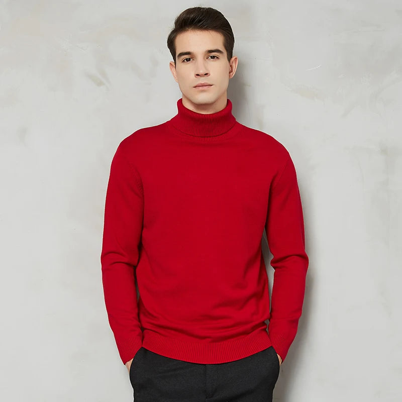 Herren Rollkragenpullover Comfort Fit - Zeitlose Eleganz - Rot