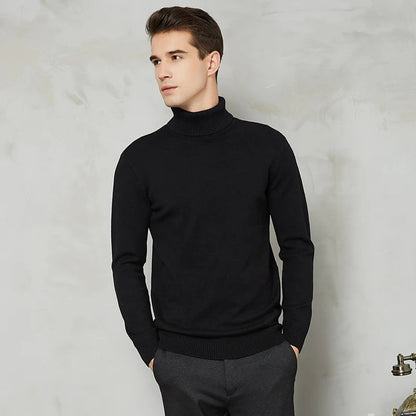 Herren Rollkragenpullover Comfort Fit - Zeitlose Eleganz - Schwarz