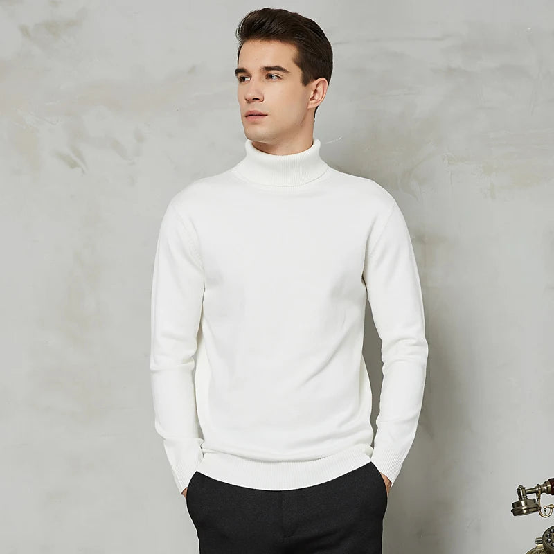 Herren Rollkragenpullover Comfort Fit - Zeitlose Eleganz - Weiß