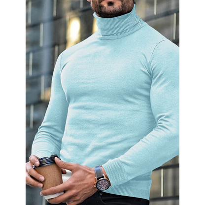 Herren Rollkragenpullover Slim Fit - Klassische Wintermode - Blau