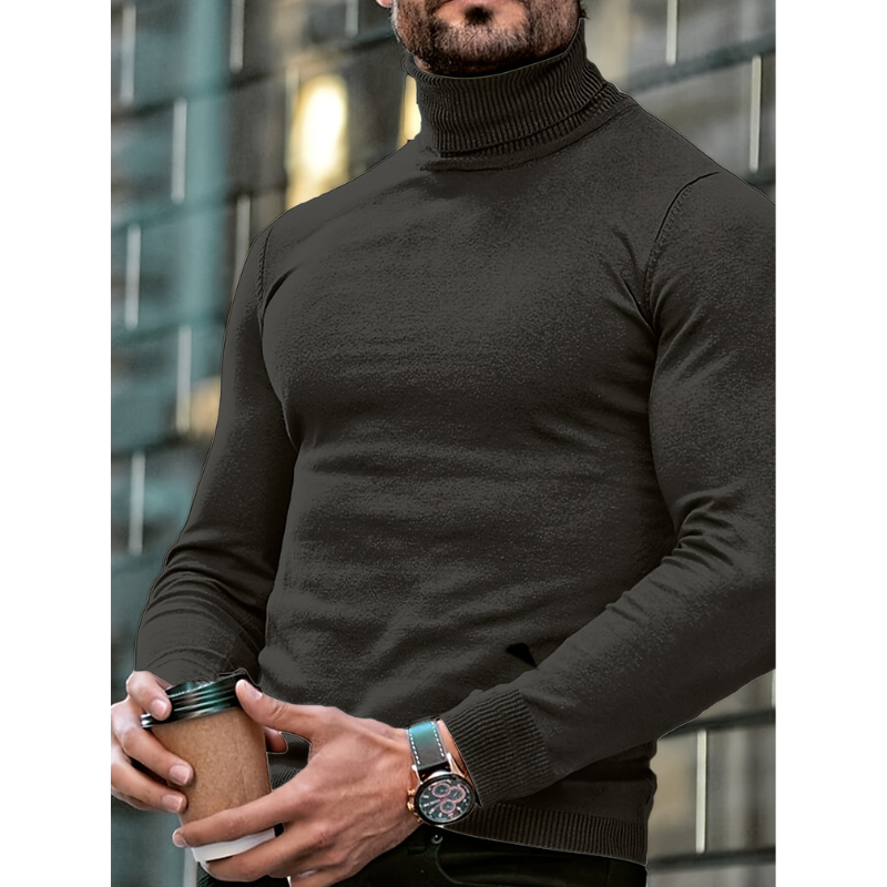 Herren Rollkragenpullover Slim Fit - Klassische Wintermode - Grau