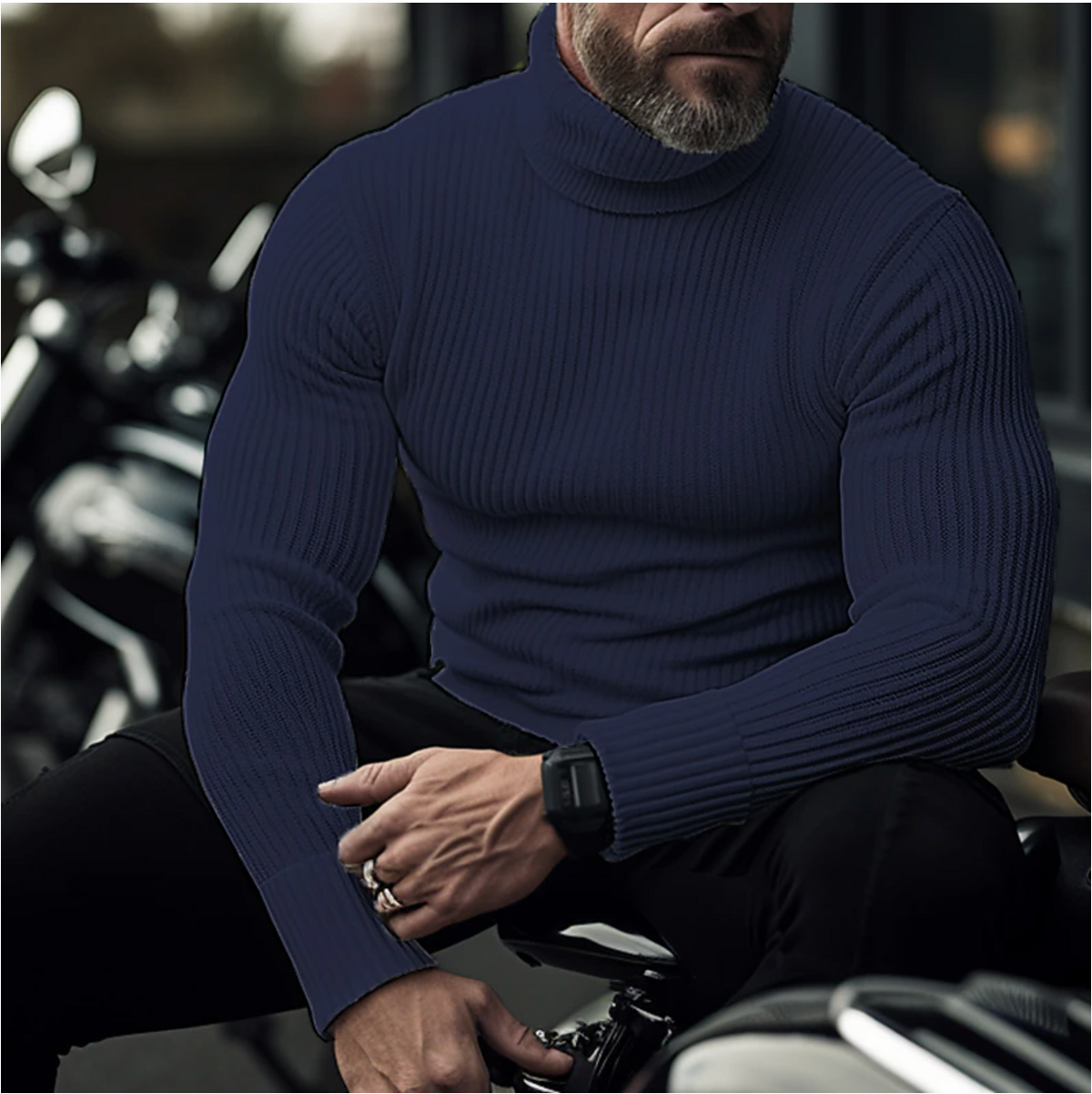 Herren Rollkragenpullover - Zeitlose Eleganz und Wärme - Dunkelblau