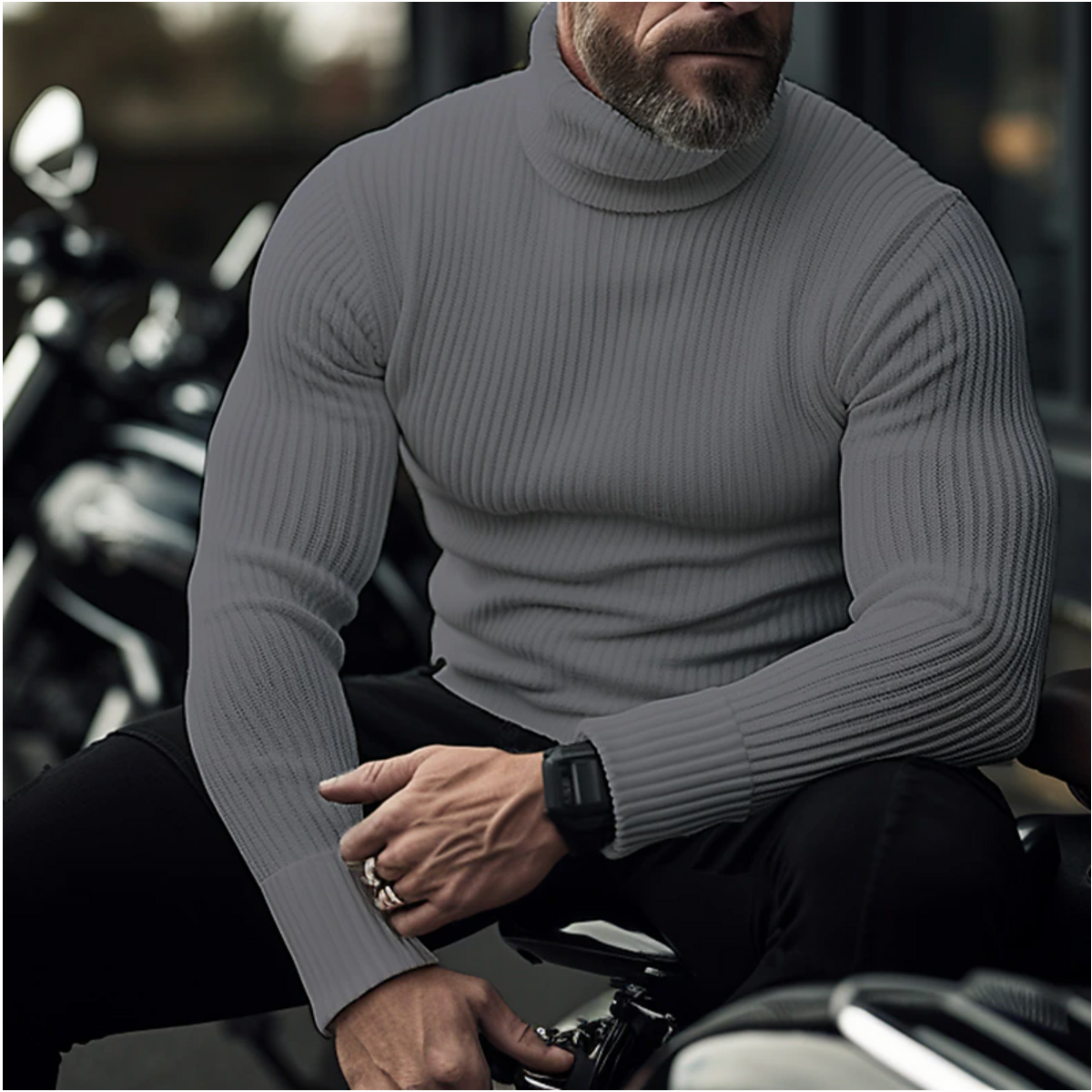 Herren Rollkragenpullover - Zeitlose Eleganz und Wärme - Dunkelgrau