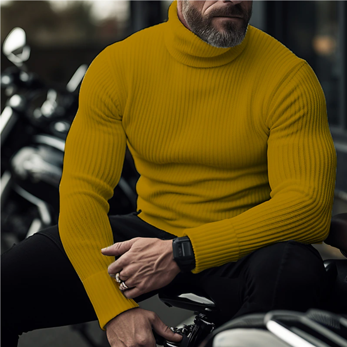 Herren Rollkragenpullover - Zeitlose Eleganz und Wärme - Gelb
