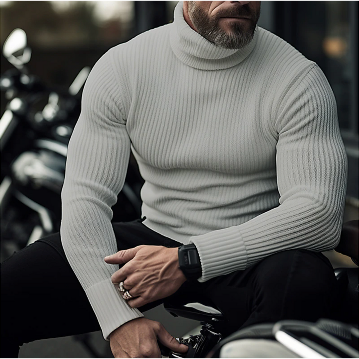 Herren Rollkragenpullover - Zeitlose Eleganz und Wärme - Grau