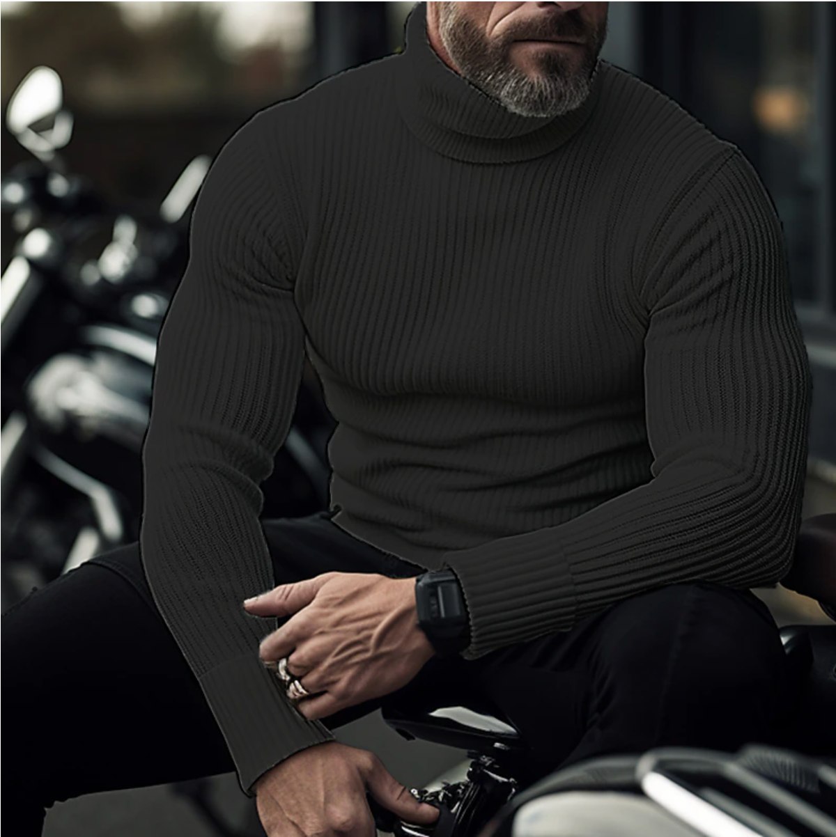 Herren Rollkragenpullover - Zeitlose Eleganz und Wärme - Schwarz