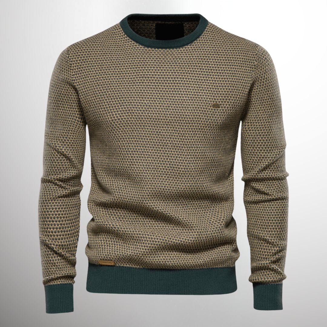 Herren Rundhals Strickpullover - Klassischer Wollmix - Grün