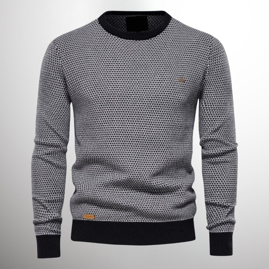 Herren Rundhals Strickpullover - Klassischer Wollmix - Grau
