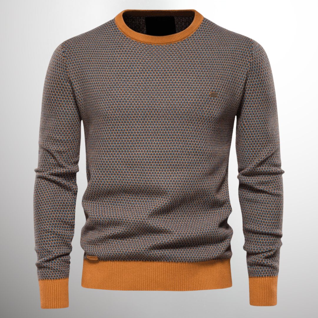 Herren Rundhals Strickpullover - Klassischer Wollmix - Orange